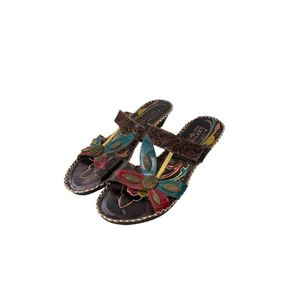 Spring Step L'Artiste Pola Multicolor Flower Wedge Slide Sandals EU 42 US 11
